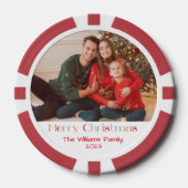 fröhliches Weihnachtsretro-Kalligrafie-Foto Pokerchips (Vorderseite)