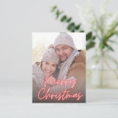 fröhliches Weihnachtsrotes Foto Feiertagspostkarte (Stehend Vorderseite)