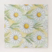 Fröhliches weißes Gänseblümchen-Blumenmuster Puzzle (Horizontal)