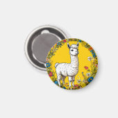 Fröhliches weißes Lama Magnet (Vorderseite/Rückseite)