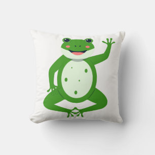 Fröhliches winkendes grünes Frosch-Wurfkissen – Wh Kissen