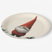 Fröhliches Wintergenom in Red Hat Pappteller (Schrägansicht)