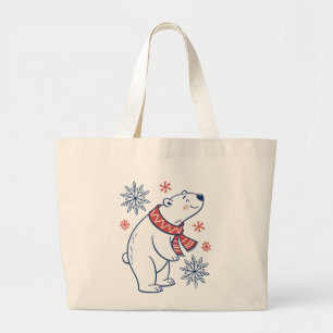 Fröhliches Winterurlaubsdesign für den Eisbären Jumbo Stoffbeutel