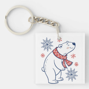 Fröhliches Winterurlaubsdesign für den Eisbären Schlüsselanhänger