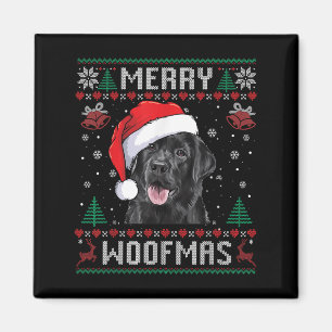 Fröhliches Woofmas hässlicher Pullover schwarzer L Magnet