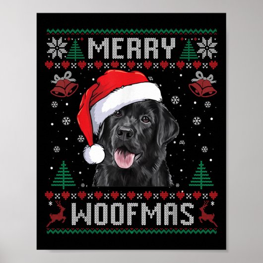 Fröhliches Woofmas hässlicher Pullover schwarzer L Poster (Vorne)