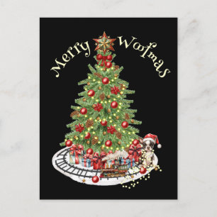 Fröhliches Woofmas-Hundedesign - Boston Terrier Postkarte