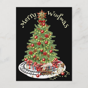 Fröhliches Woofmas-Hundedesign - King Charles Span Postkarte