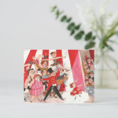 Fröhliches Zirkus rosa schwarzes Preforming Art Gi Postkarte (Stehend Vorderseite)