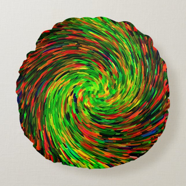 Fröhlichkeit wirbeln...... rundes kissen (Vorderseite)