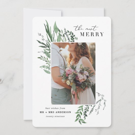 fröhlichste botanische Foto-Weihnachtskarte Einladung (Vorderseite)