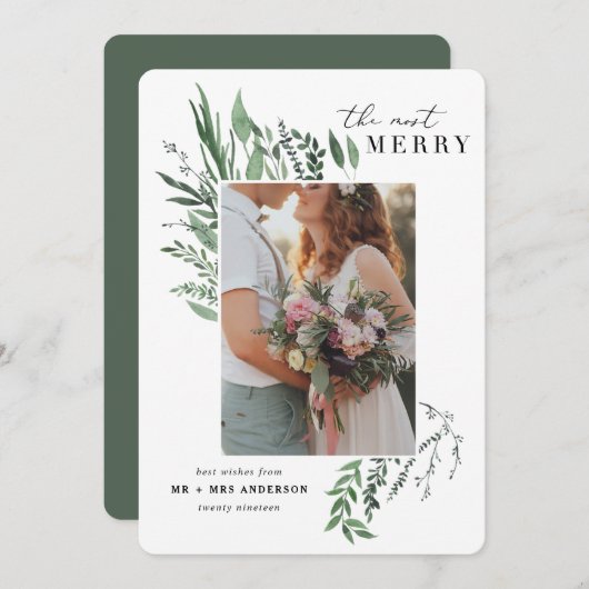 fröhlichste botanische Foto-Weihnachtskarte Einladung (Vorne/Hinten)