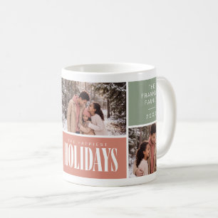 Fröhlichste Feiertage Familienfoto-Collage Kaffeetasse