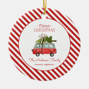 fröhlichste Weihnachten Wasserfarbe Auto Foto Keramik Ornament