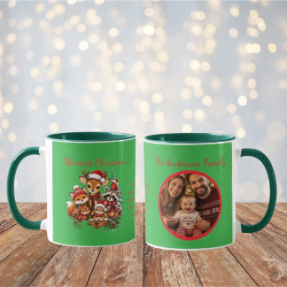 Fröhlichste Weihnachts-Waldtiere Familienfoto Tasse