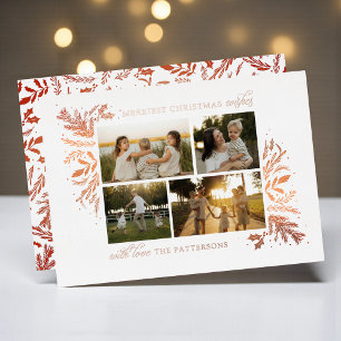 Fröhlichste Weihnachtswünsche Rose Gold 4 Fotos Folien Feiertagskarte