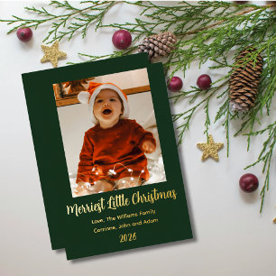 Fröhlichster kleiner Weihnachten Goldfolie Grün Folien Feiertagskarte