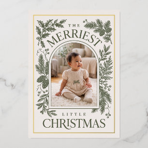 Fröhlichster kleiner Weihnachten Vintage-Botanik G Folien Feiertagskarte