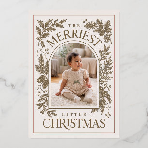 Fröhlichster Kleiner Weihnachten Vintage Botanisch Folien Feiertagskarte