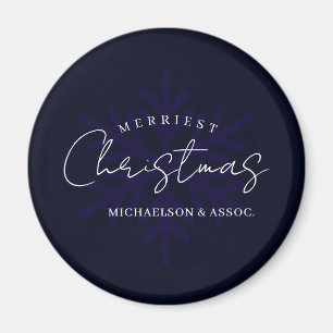 Fröhlichster Weihnachts-Schneeflocke Marineblau Magnet