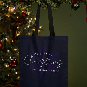 Fröhlichster Weihnachts-Schneeflocke Navy Blau Tasche