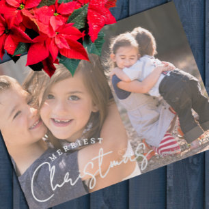 Fröhlichstes Weihnachten Familie Freude 2 Foto Wei Folien Feiertagskarte