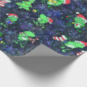 Frohnweih — Niedlich Frosch Weihnachten Party Lila Geschenkpapier (Ecke)