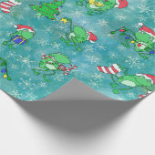 Frohnweih — Niedlich Frosch Xmas Party Blauer Schn Geschenkpapier (Ecke)