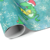 Frohnweih — Niedlich Frosch Xmas Party Blauer Schn Geschenkpapier (Rolleneckpunkt)