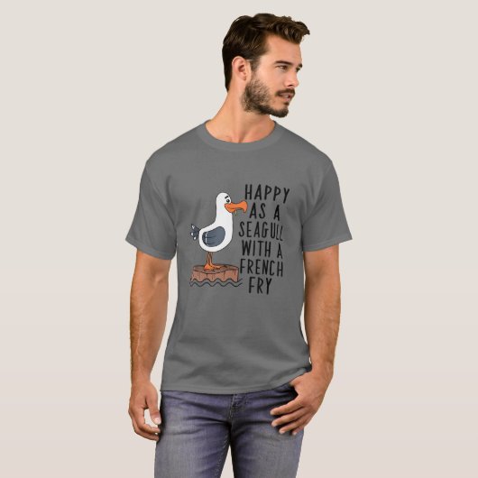 Frohsinn als Seagull mit französischem Fry Bekleid T-Shirt (Vorne ganz)
