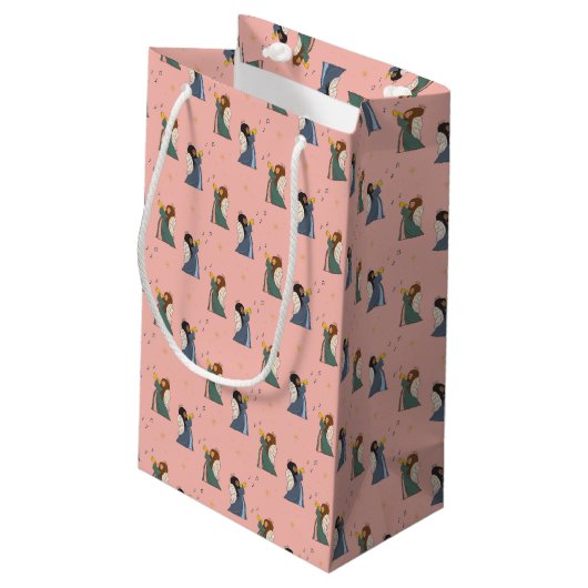 Frohsinn für Engel Weihnachten Kleine Geschenktüte (Rückseite Schrägansicht)