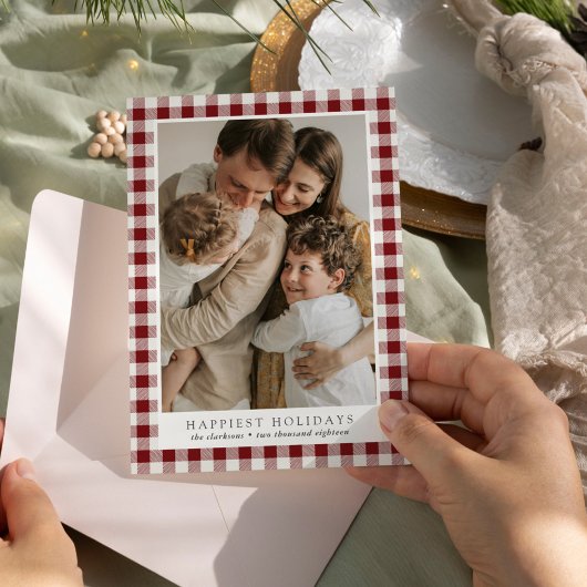 Frohste Ferien Kariertes Foto Feiertagskarte