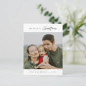Frohstes Weihnachts-Foto, Niedliches Glück Postkarte (Stehend Vorderseite)