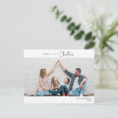 Frohstes Weihnachts-Foto, Winterglücklich Postkarte (Stehend Vorderseite)