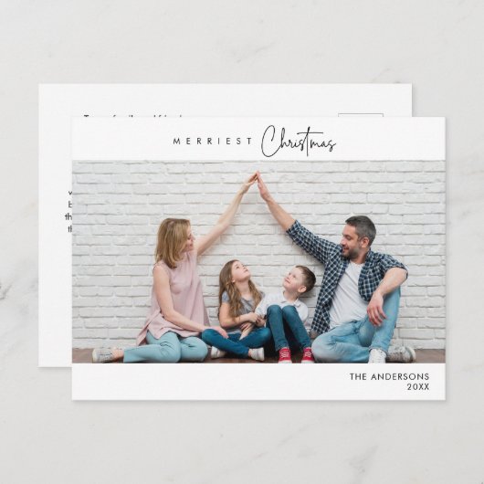 Frohstes Weihnachts-Foto, Winterglücklich Postkarte (Vorne/Hinten)