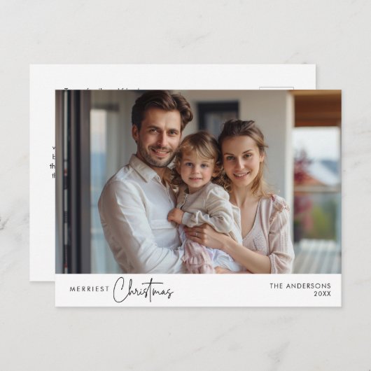 Frohstes Weihnachts-Foto, Winterglücklich Postkarte (Vorne/Hinten)