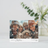 Frohstes Weihnachts-Foto, Winterglücklich Postkarte (Stehend Vorderseite)