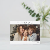 Frohstes Weihnachts-Foto, Winterglücklich Postkarte (Stehend Vorderseite)
