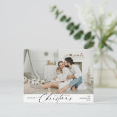 Frohstes Weihnachts-Foto, Winterglücklich Postkarte (Stehend Vorderseite)