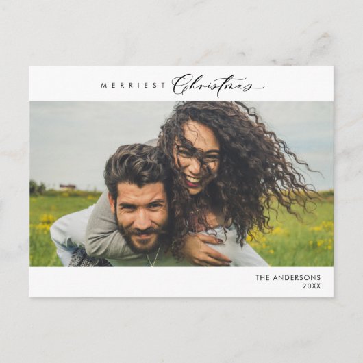 Frohstes Weihnachts-Foto, Winterglücklich Postkarte (Vorderseite)