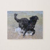 Frolcking Dog | Schwarzer Labrador-Splashing in Wa Puzzle (Horizontal)