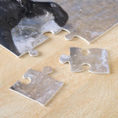 Frolcking Dog | Schwarzer Labrador-Splashing in Wa Puzzle (Seite)