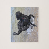 Frolcking Dog | Schwarzer Labrador-Splashing in Wa Puzzle (Vertikal)