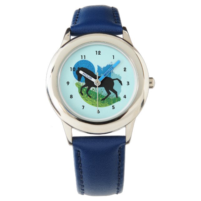 Frolcking Horse Design Watch Armbanduhr (Vorderseite)