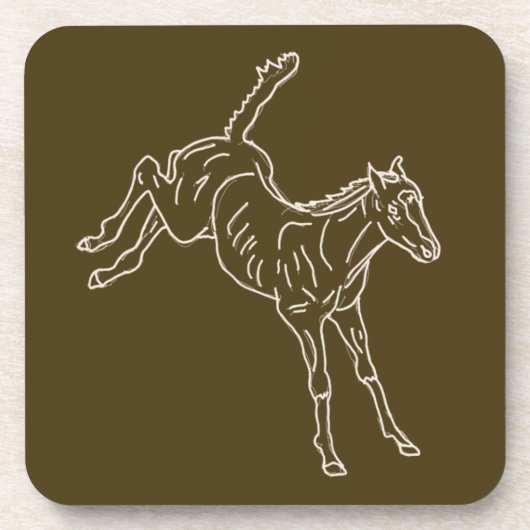 Frolcking Horse Foal - transparente Linie. Getränkeuntersetzer (Vorderseite)