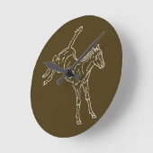 Frolcking Horse Foal - transparente Linie. Runde Wanduhr (Winkel)