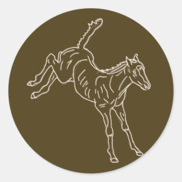 Frolcking Horse Foal - transparente Linie. Runder Aufkleber