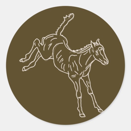 Frolcking Horse Foal - transparente Linie. Runder Aufkleber (Vorderseite)