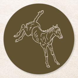 Frolcking Horse Foal - transparente Linie. Runder Pappuntersetzer