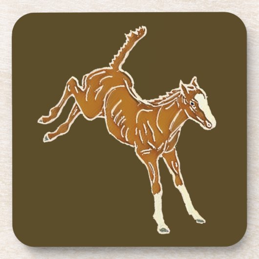 Frolcking Horse Foal - transparente mehrfarbig. Getränkeuntersetzer (Vorderseite)